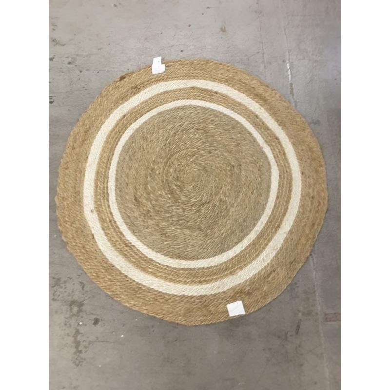 Round 5' Double Stripe Braided Jute Area Rug Cream/Tan - Hearth & Hand with Magnolia