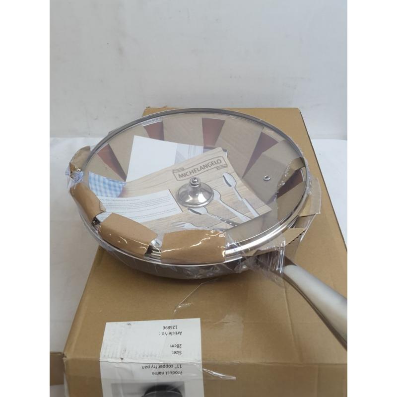 MICHELANGELO 11 Inch Frying Pan with Lid, Copper Frying Pan with Ultra Nonstick