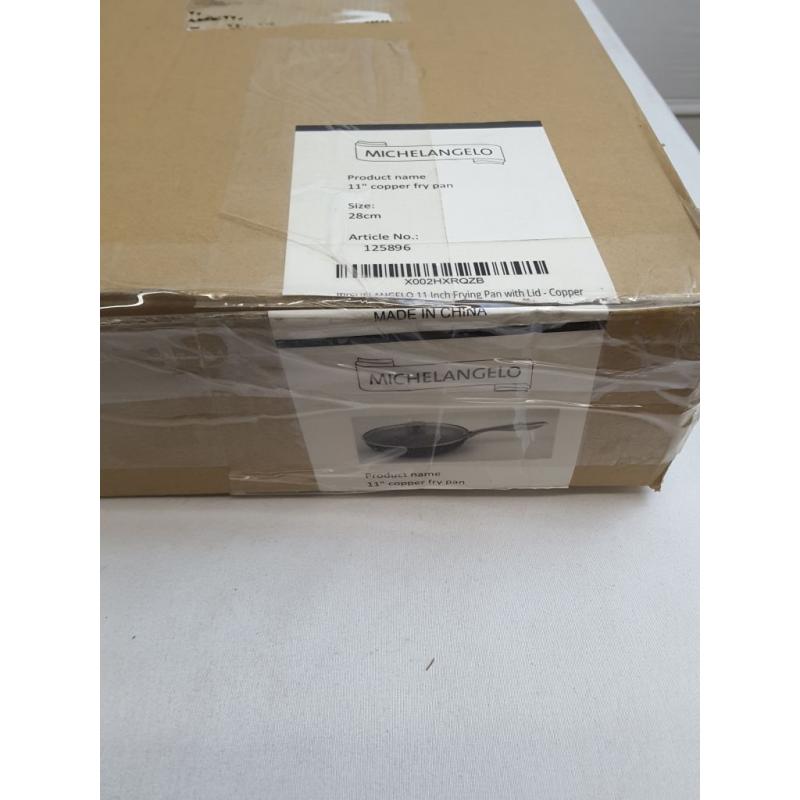 MICHELANGELO 11 Inch Frying Pan with Lid, Copper Frying Pan with Ultra Nonstick