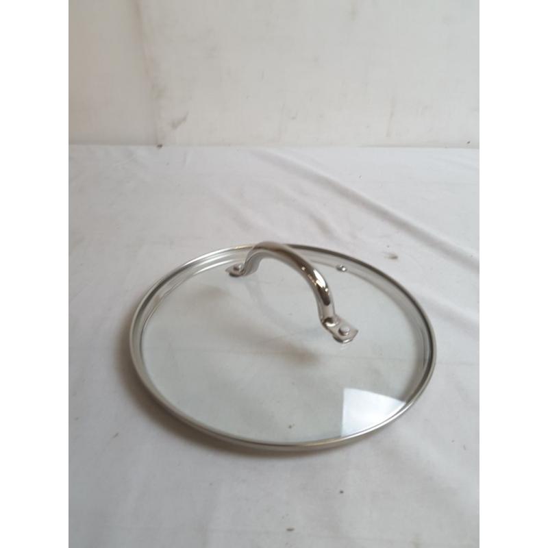 Tempered Glass Lid with Stainless Steel Rim and Handle