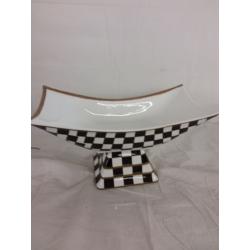 Porlien Steve And Won Porcelain Curved Checkered Fruit Bowl