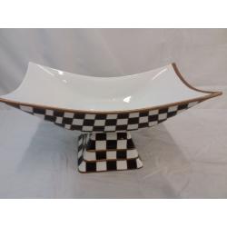 Curved Checkered Porcelain Fruit Bowl