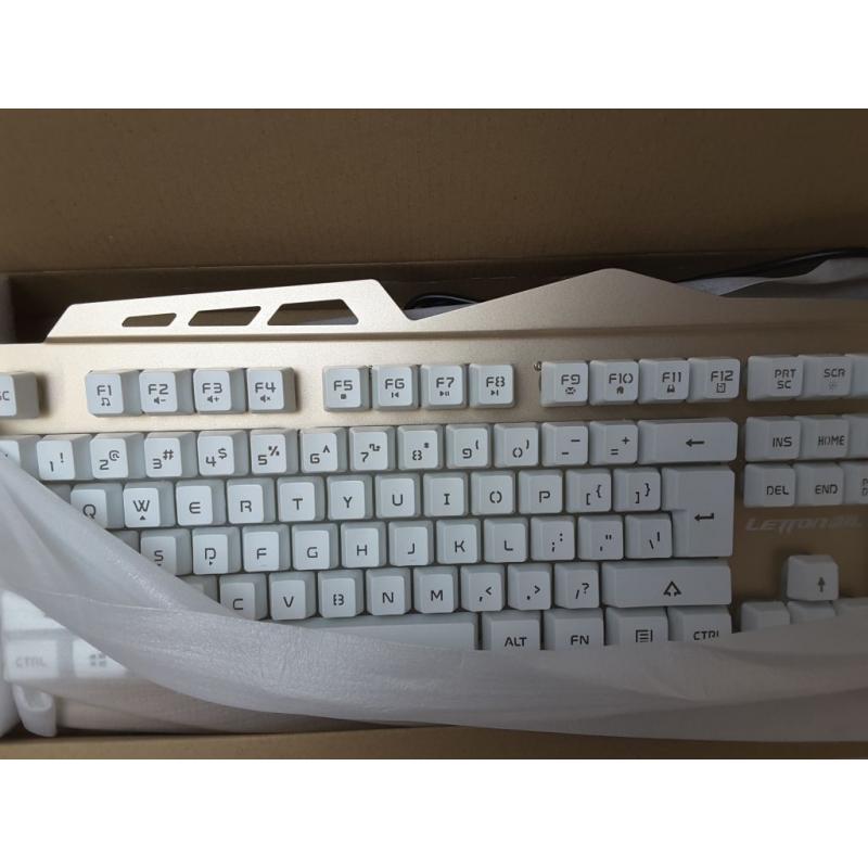 Wired Gaming Keyboard White Gold Colorful
