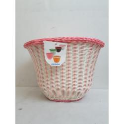 Colorbasket Front Handle Basket - White with Pink Trim