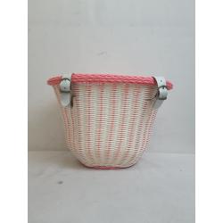 Colorbasket Front Handle Basket - White with Pink Trim