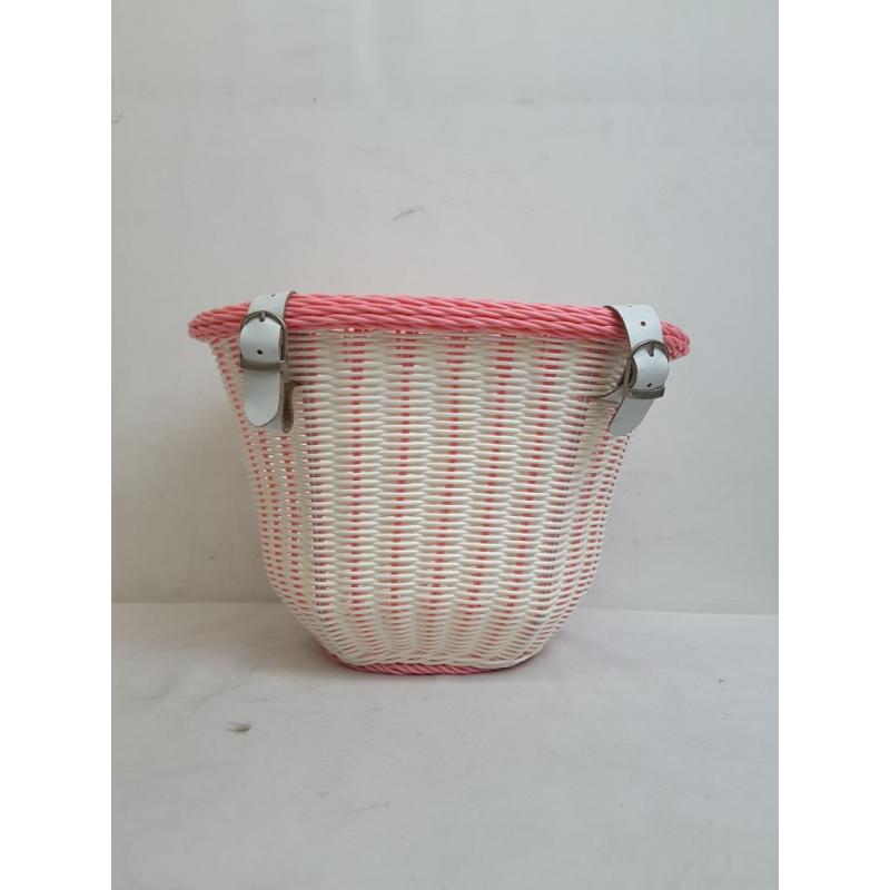 Colorbasket Front Handle Basket - White with Pink Trim
