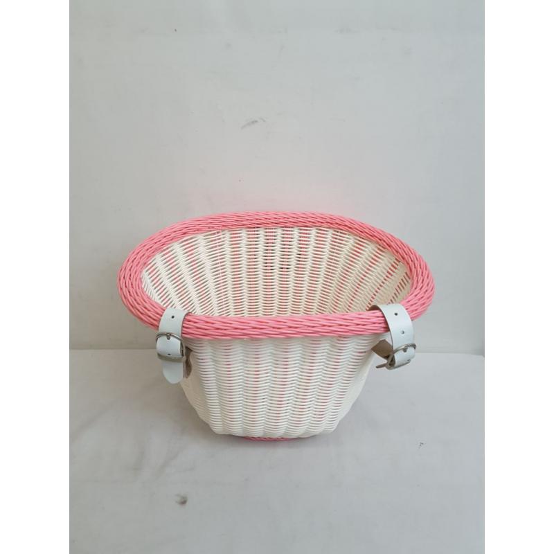 Colorbasket Front Handle Basket - White with Pink Trim