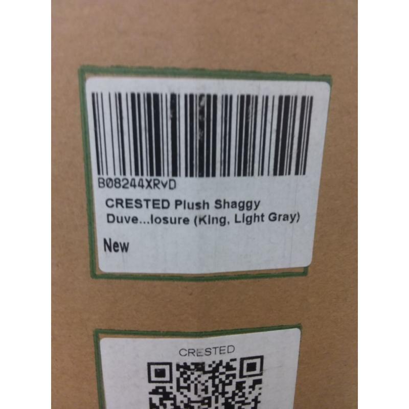 Plush Shaggy King Duvet- Light Gray