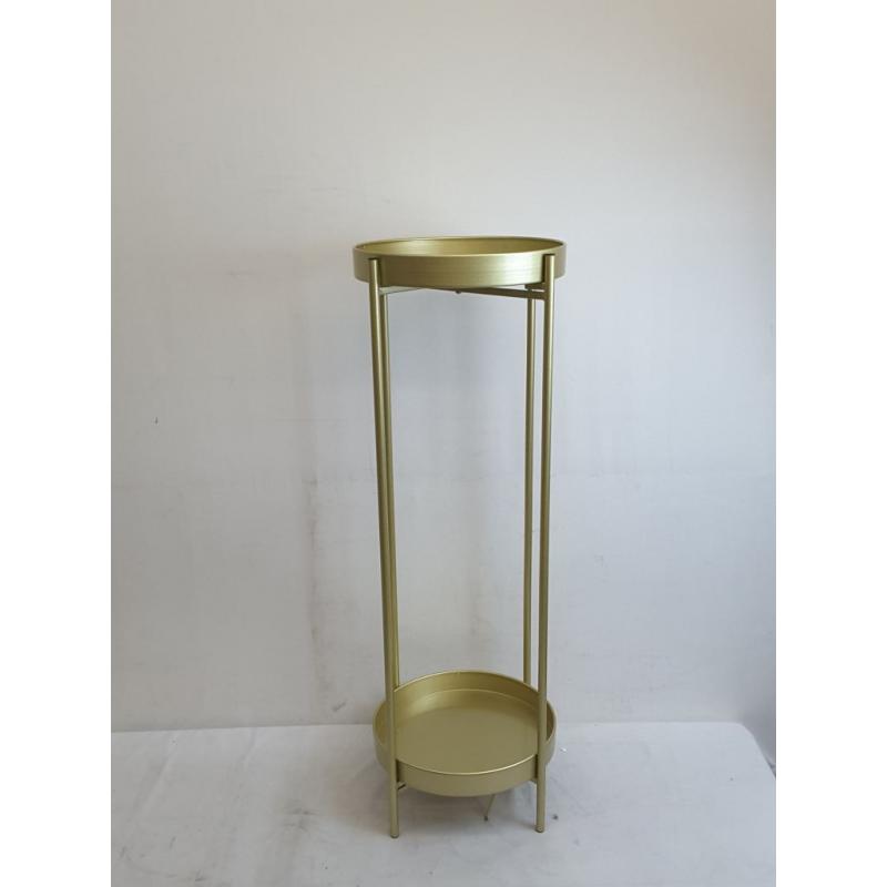 Modern Tall gold brushed 2 tier plant holder - 34 Height