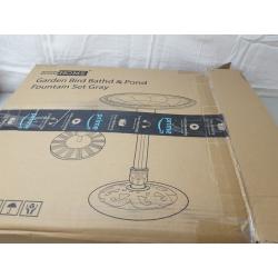 VivoHome Garden Bird Bathd & Pond Fountain Set Gray