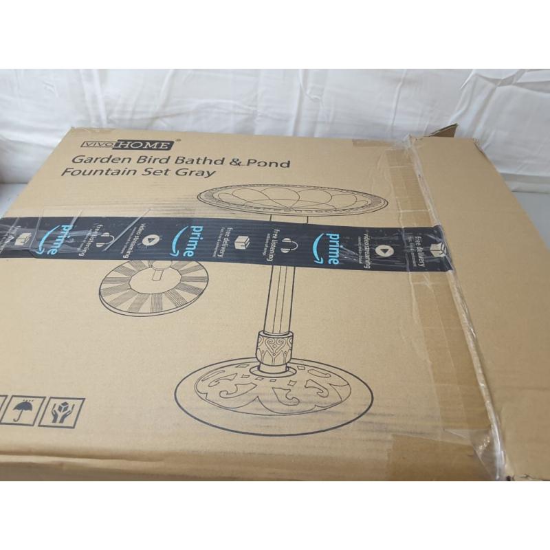 VivoHome Garden Bird Bathd & Pond Fountain Set Gray
