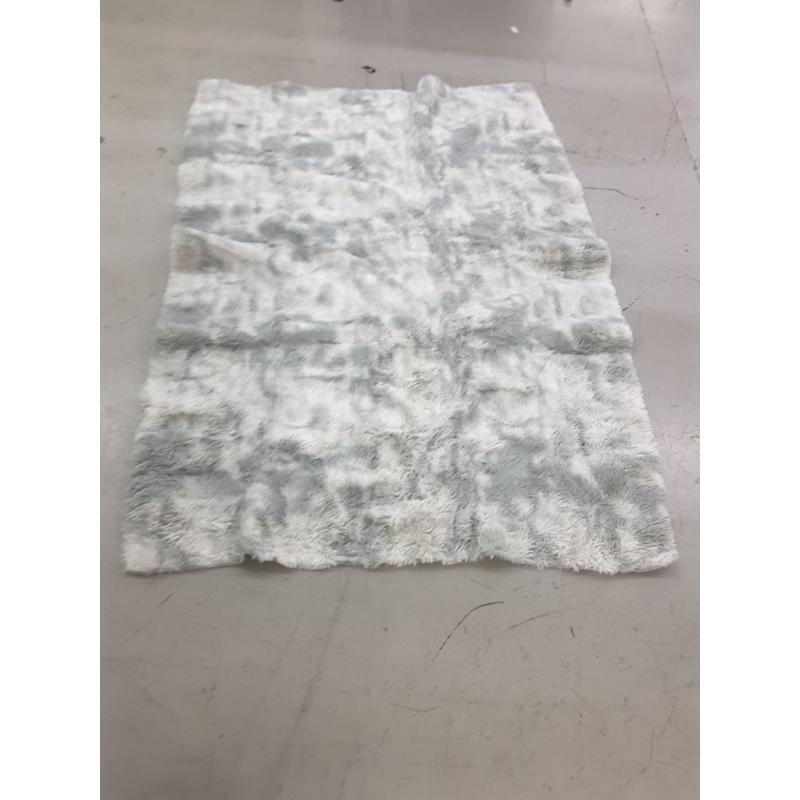 Faux Fur White and Grey Area Rug - Large