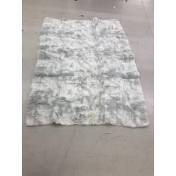 Faux Fur White and Grey Area Rug - Large