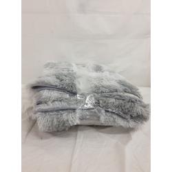 Faux Fur White and Grey Area Rug - Large