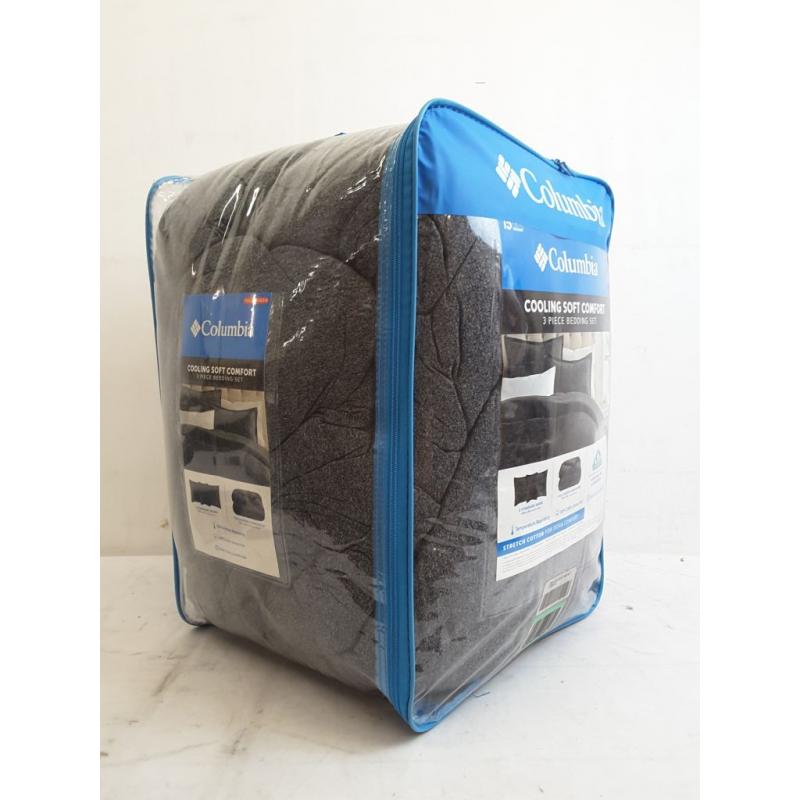 Columbia Cooling Soft Comfort 3 Piece Bedding Set - Queen Comforter -charcoal