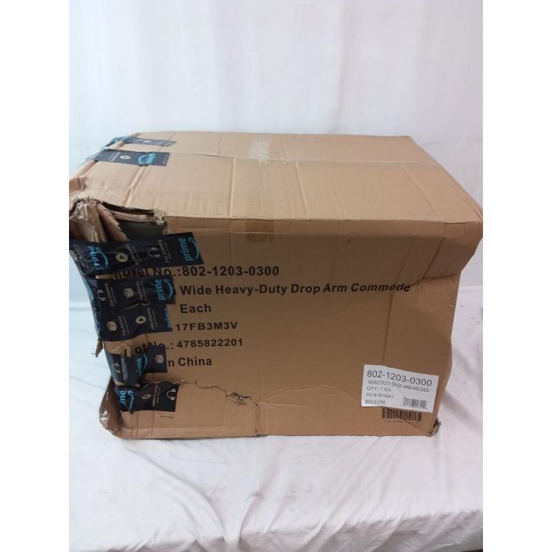 Heavy Duty Drop-Arm Welded Steel Commode Gry 1/Ct Healthsmart Authorized Dealer