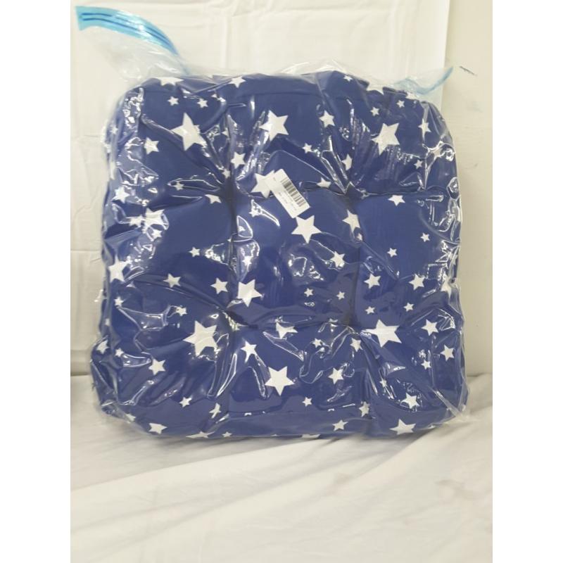 Seat Cushion 2 Pack, Blue With White Stars