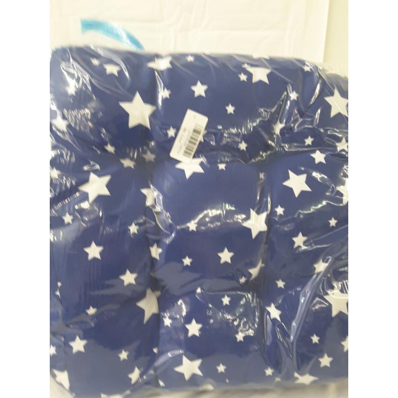 Seat Cushion 2 Pack, Blue With White Stars