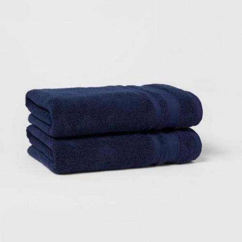 2pk Performance Bath Towel Set Navy - Threshold