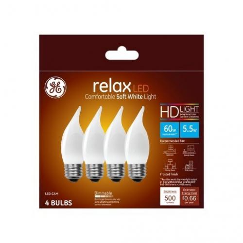 General Electric 4pk 60W CA Relax Deco Frost LED Light Bulb White