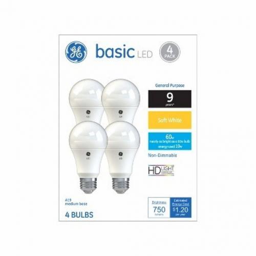 General Electric 4pk 60W Basic LED Light Bulb SW Dimming Reg Life