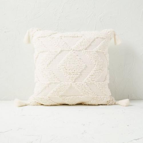 Woven Textured Square Throw Pillow Cream - Opalhouse