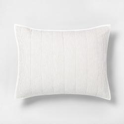 Standard Microstripe Pillow Sham Sour Cream / Railroad Gray - Hearth & Hand with Magnolia