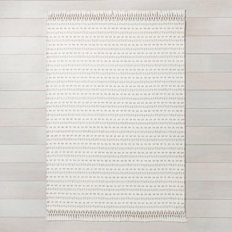 5' x 7' Pattern Stripe Area Rug Jet Gray / Sour Cream - Hearth & Hand with Magnolia