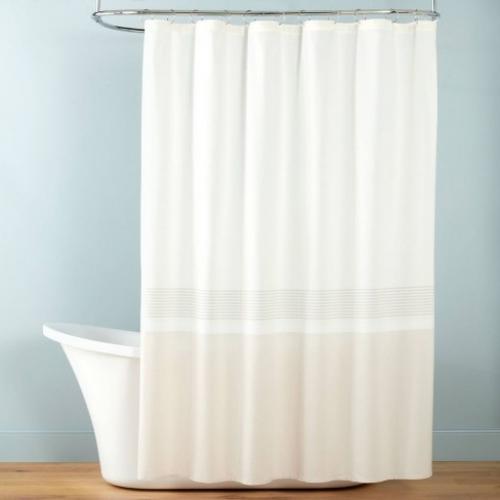 Color Block Striped Woven Shower Curtain Sour Cream/Tan-Hearth & Hand With Magnolia