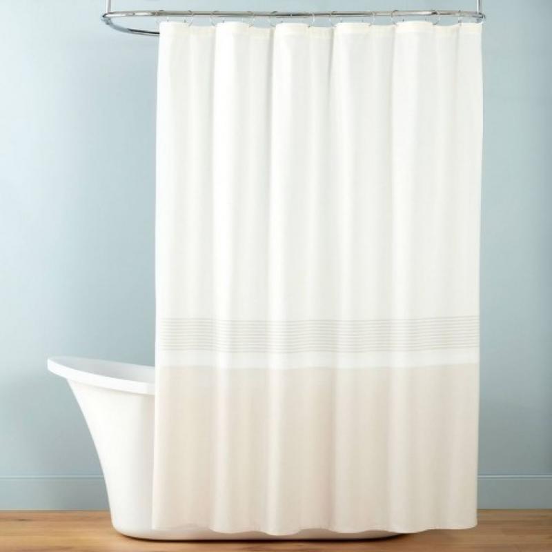 Color Block Striped Woven Shower Curtain Sour Cream/Tan-Hearth & Hand With Magnolia
