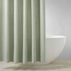 Waffle Shower Curtain Green-CASALUNA