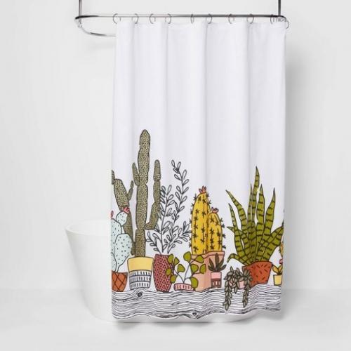 Plants Print Shower Curtain Green- Room Essentials