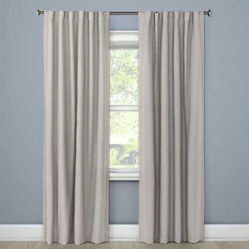 63x50 Aruba Linen Blackout Curtain Panel Gray-Threshold