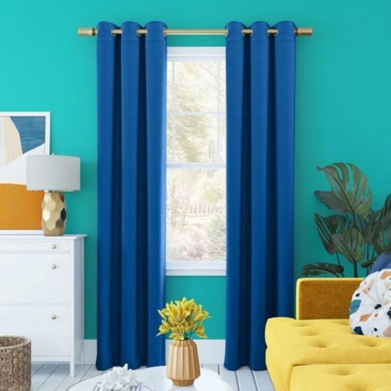 96x40 Harper Bright Vibes Grommet Top 100% Blackout Curtain Panel Blue