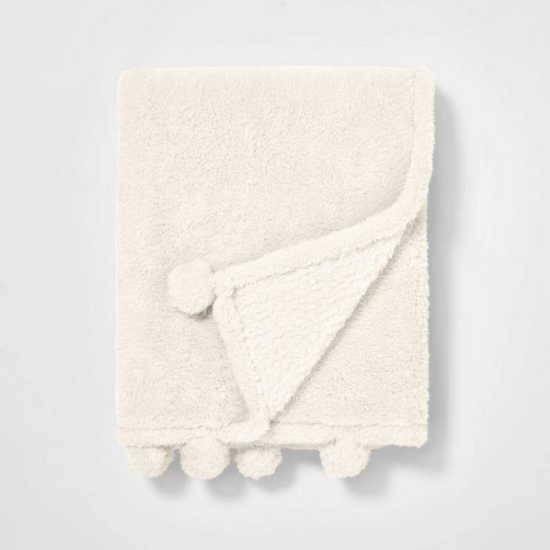 Teddy Bear Plush Throw Cream