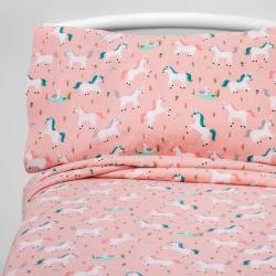 Unicorn flannel sheet set- Twin