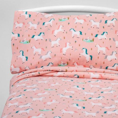 Unicorn flannel sheet set- Twin