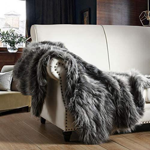 Faux Fur Sheepskin Throw Blanket Gray - Threshold