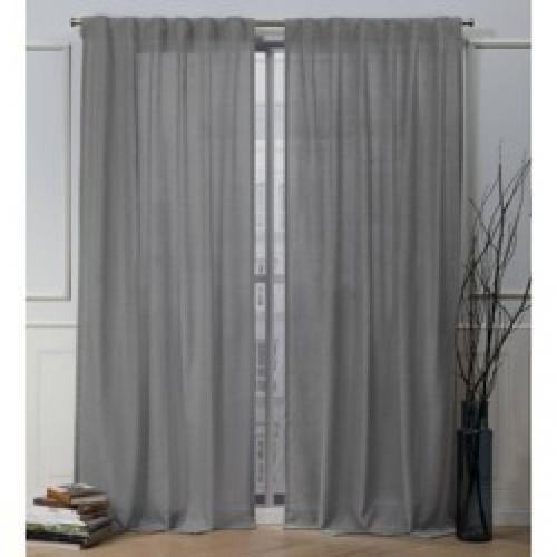 96x54 Mellow Slub Back Tab Light Filtering Window Curtain Panels Gray - Nicole