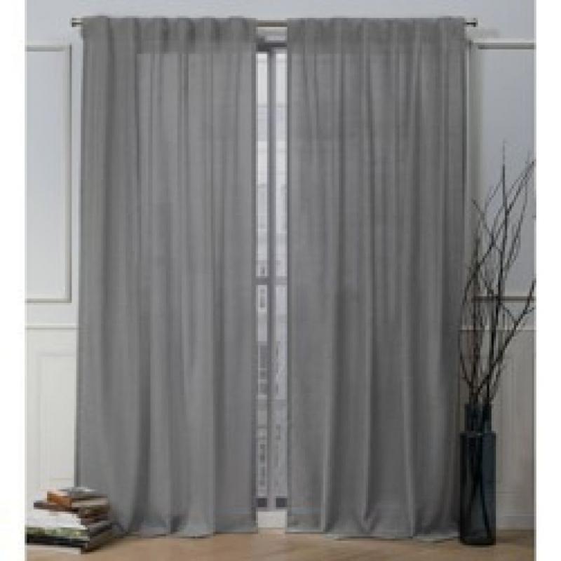 96x54 Mellow Slub Back Tab Light Filtering Window Curtain Panels Gray - Nicole