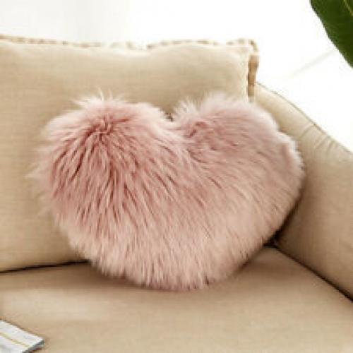 Oversized Faux Fur Valentine's Day Heart Pillow Blush - Threshold