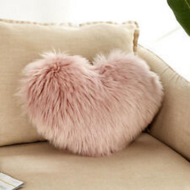 Oversized Faux Fur Valentine's Day Heart Pillow Blush - Threshold