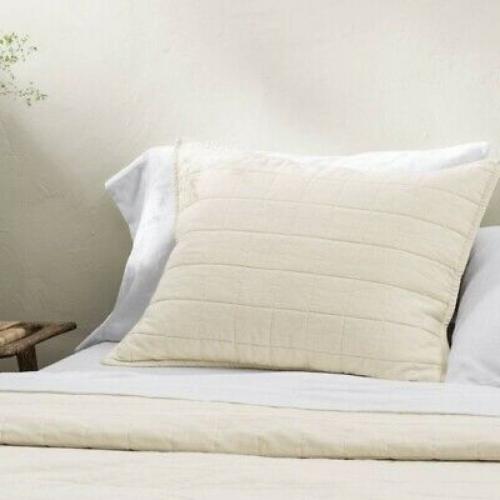 Standard Heavyweight Linen Blend Quilt Pillow Sham Natural - Casaluna