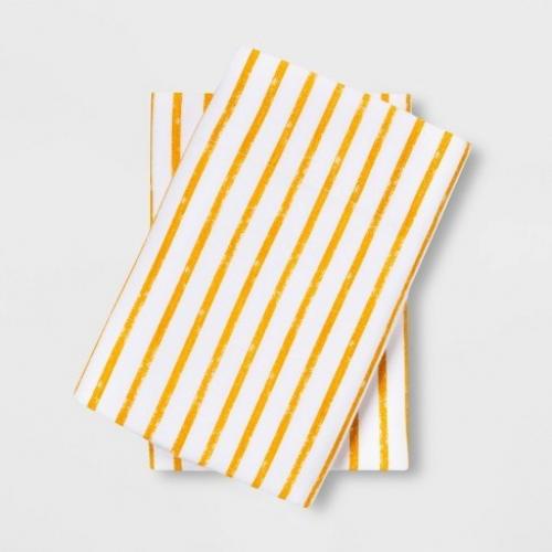 King Easy Care Printed Sheet Set Gold Stripe - Room Essentials