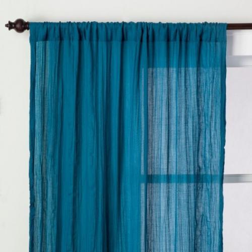 63x42 Crushed Sheer Curtain Panel Teal Blue - Opalhouse