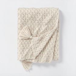 Chunky Knit Throw Blanket Cream - Threshold designed with Studio McGee
