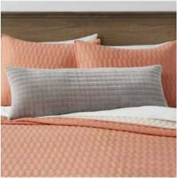 Oblong Oversized Velvet Pick Stich Stripe Decorative Throw Pillow Gray - Threshold