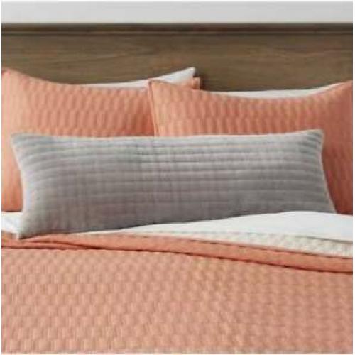 Oblong Oversized Velvet Pick Stich Stripe Decorative Throw Pillow Gray - Threshold