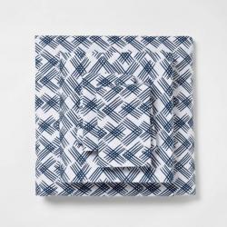 King Easy Care Printed Pattern Sheet Set Blue Geo