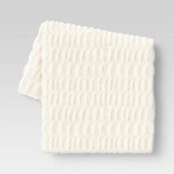 50x60 Ruched Faux Rabbit Fur Throw Blanket Cream